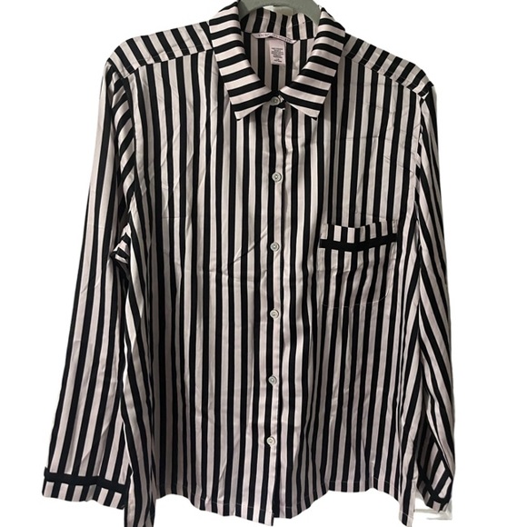 Victoria’s Secret Pink/Black Striped Satin Pajama Set - Picture 4 of 9